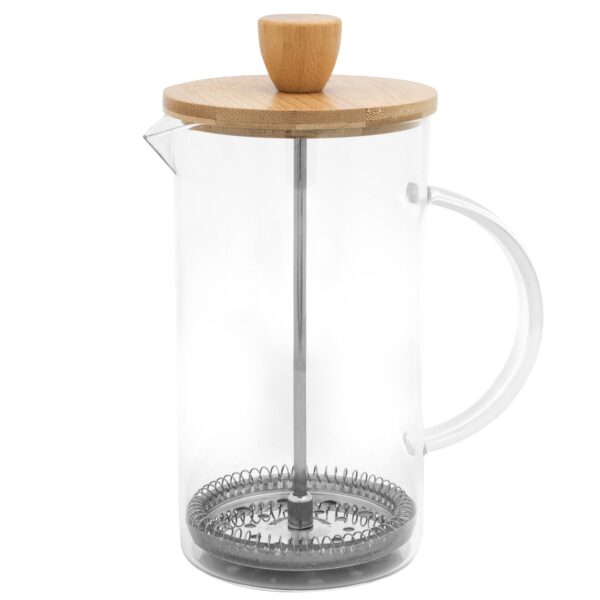 Cafetera Prensa Francesa Vidrio Borosilicato y Tapa de Bamboo