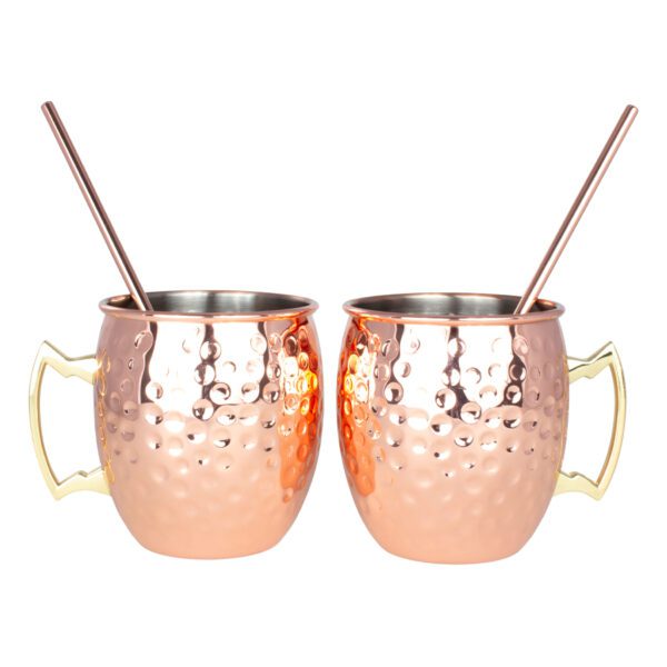 Tazones Moscow Mule Enconbrizados con Bombilla