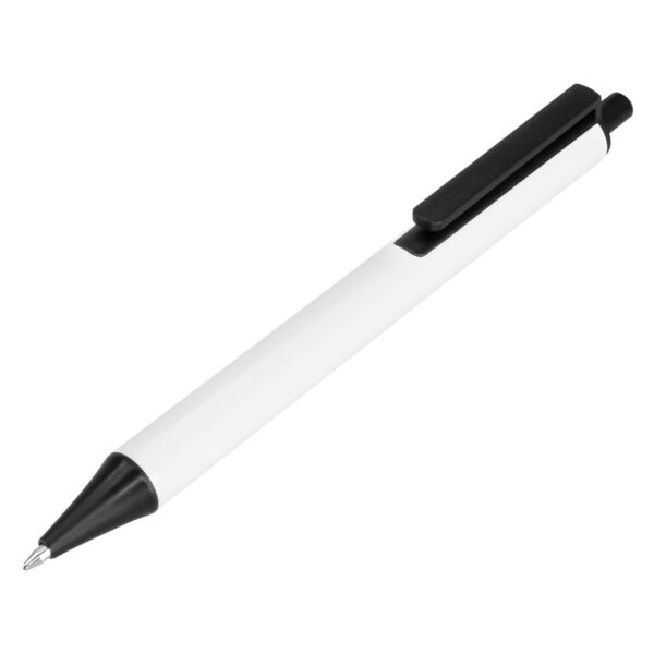 Bolígrafo Metálico Blanco con Negro Tinta Negra