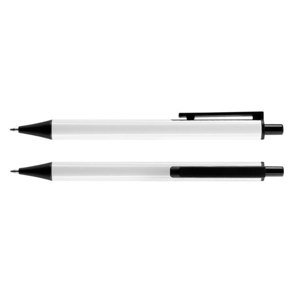 Bolígrafo Metálico Blanco con Negro Tinta Negra - Imagen 2