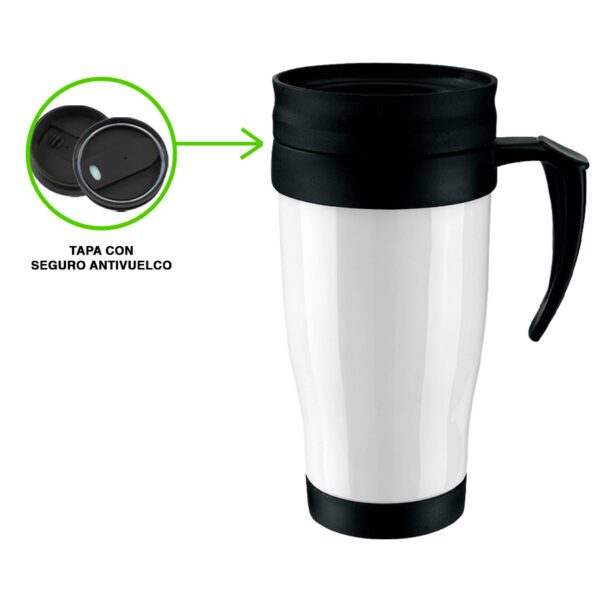 Mug Vaso Térmico Antiderrame 400 ml Doble Pared Aislante - Imagen 3