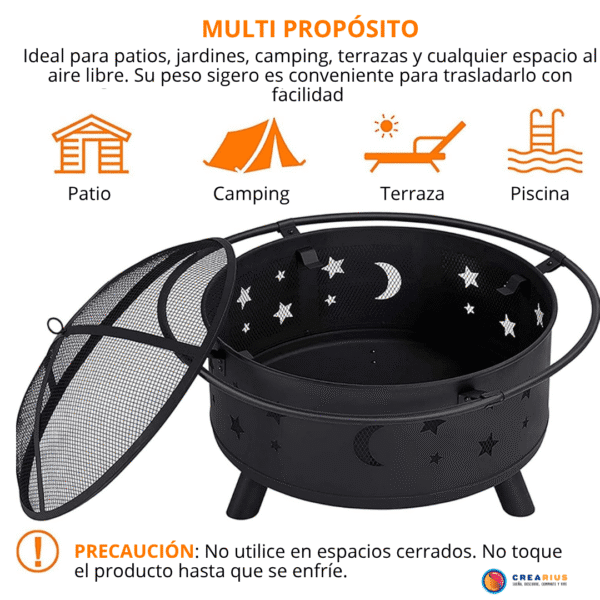 Brasero Parrilla Estufa Exterior Leña Carbón Para Patio - Imagen 3