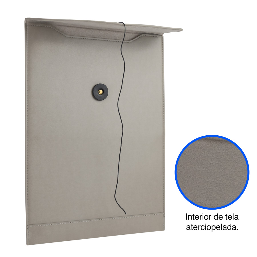 Funda Ejecutiva Notebook 14" Eco Cuero Gris Porta Documentos - Imagen 5