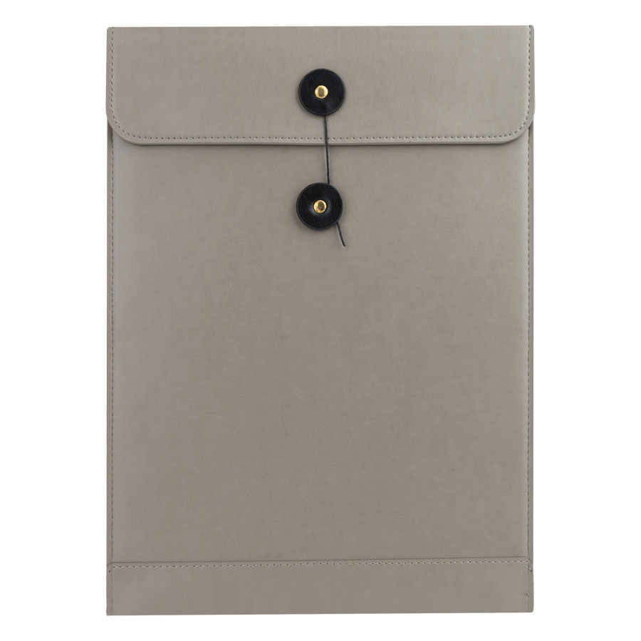 Funda Ejecutiva Notebook 14" Eco Cuero Gris Porta Documentos - Imagen 3