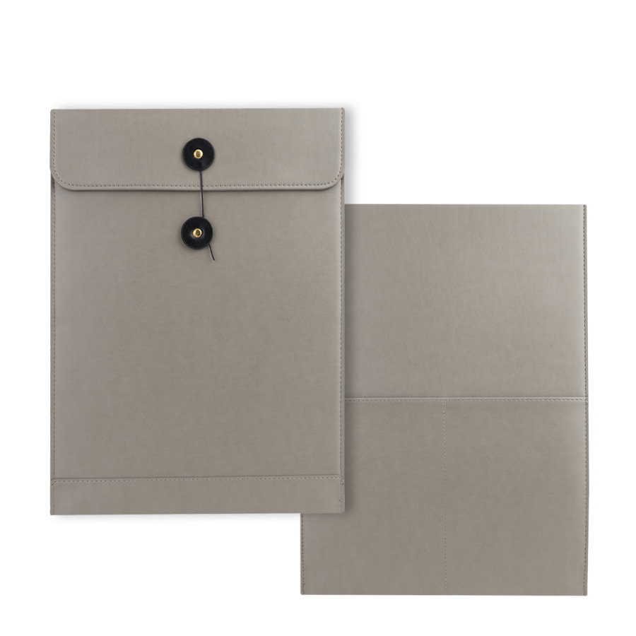 Funda Ejecutiva Notebook 14" Eco Cuero Gris Porta Documentos - Imagen 2
