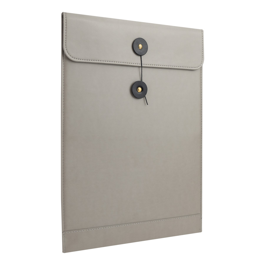 Funda Ejecutiva Notebook 14" Eco Cuero Gris Porta Documentos