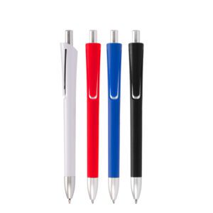 BolÃgrafo plástico con cuerpo de color mate y plateado