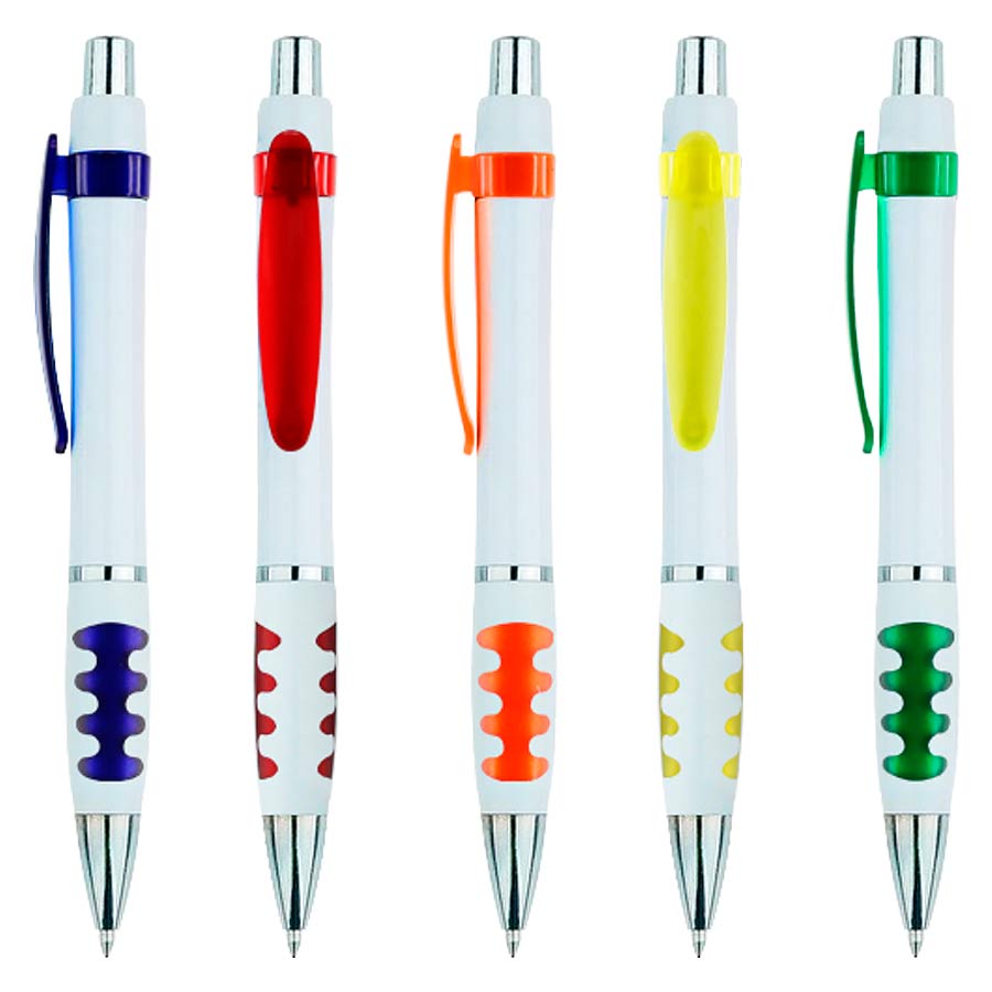 Bolígrafo Blanco con Terminales de Color